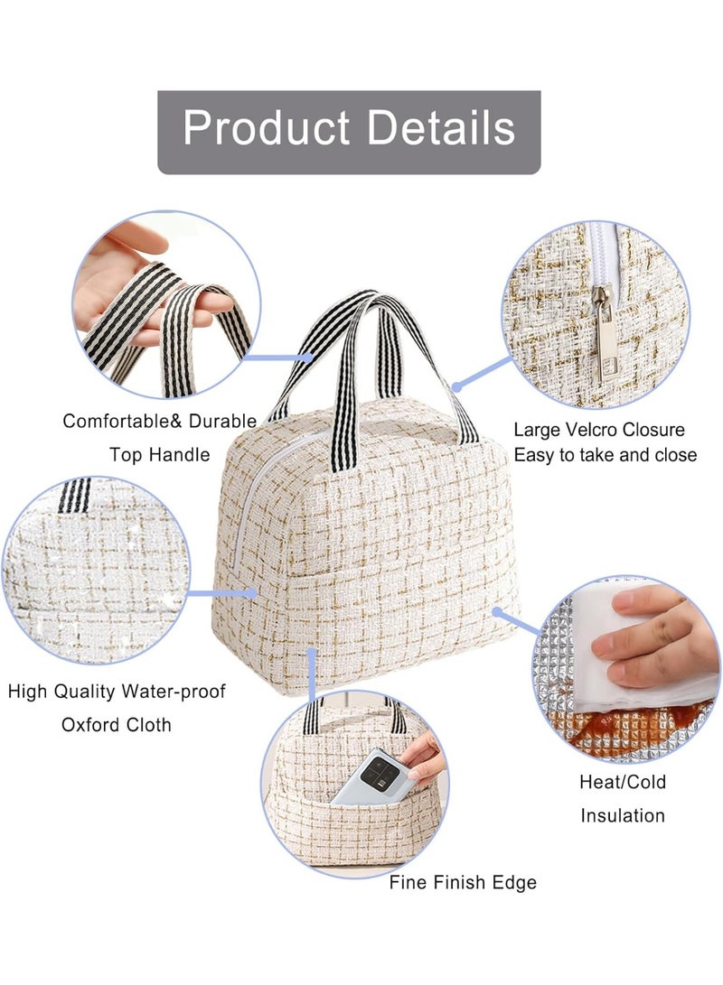 MengCat حقائب غداء منغكات للنساء، حقائب غداء معزولة للبالغين، حقيبة تبريد معزولة مقاومة للماء ومضادة للتسرب منظم غداء للرجال والبنات والأطفال للعمل والنزهات باللون الأبيض - Image 2